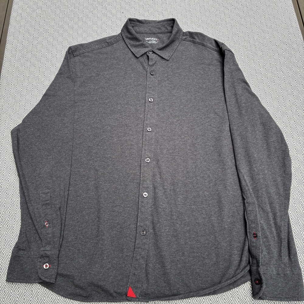 UNTUCKit Shirt Mens XL Gray Luxe Tee BD Button Down 100% Cotton‎ Jersey Casual